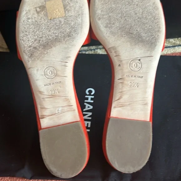 Channel orange suede slide sandals ,size 39.5. - Picture 5 of 5